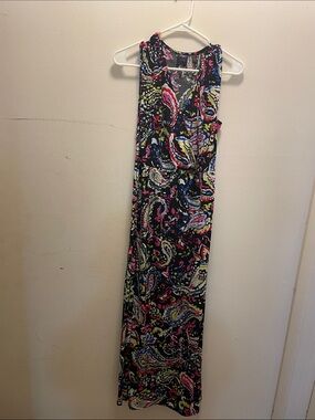 Rafaella Multicolor Paisley Maxi Dress - Navy, Pink, Yellow